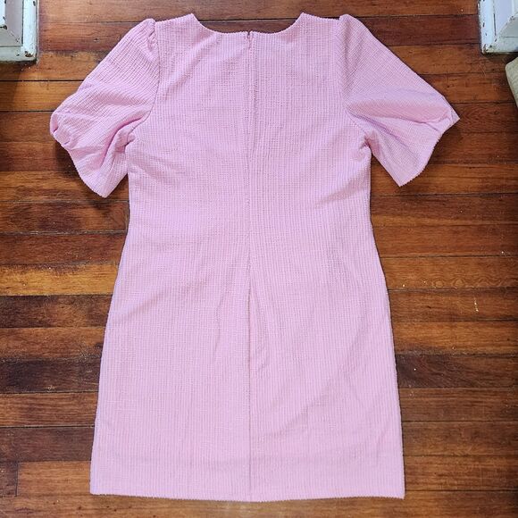 NEW She + Sky Pink Tweed Mini Dress with Red Bows - Size Large - Picture 2 of 7